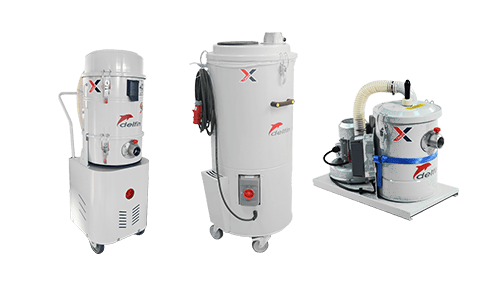 Industrial vacuum cleaners for scraps on board of machineries and packaging